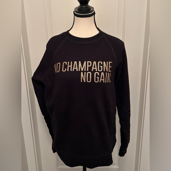 No Champagne No Gain! 🥂🍾 Brunette the  Label Crewneck Sweatshirt - Size S/M - Picture 2 of 5